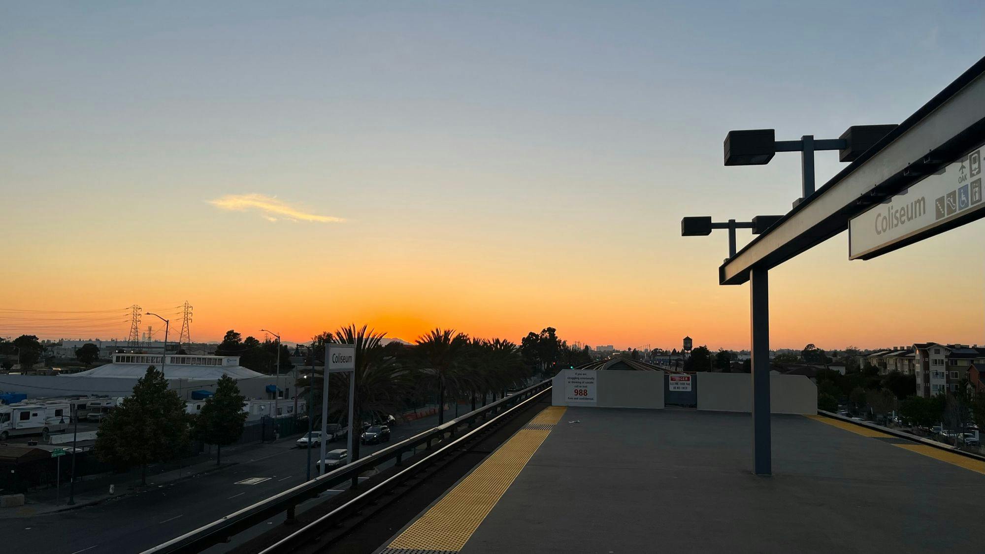 Coliseum Train Station during the Sunset